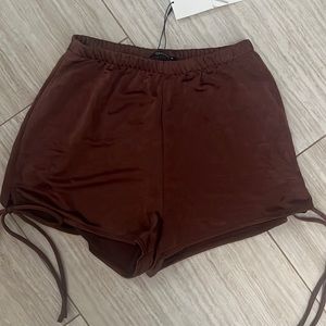 Zara Maroon Satin Shorts